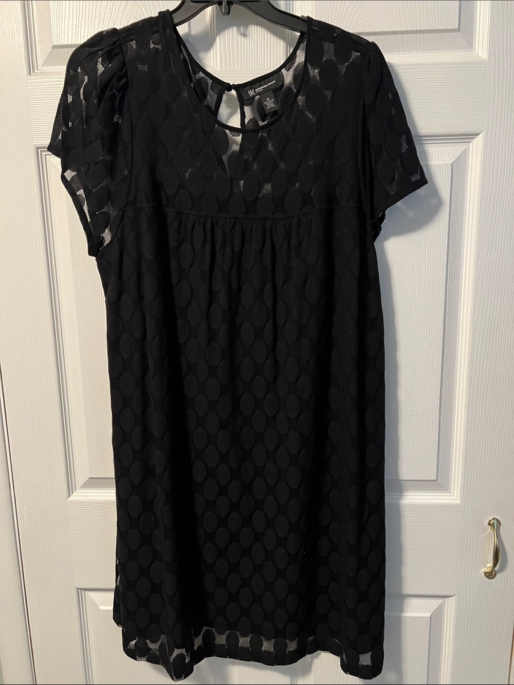 sexy Inc. Black Sheer Polka Dot Lace Dress stretches to fit 1X,2x,3X